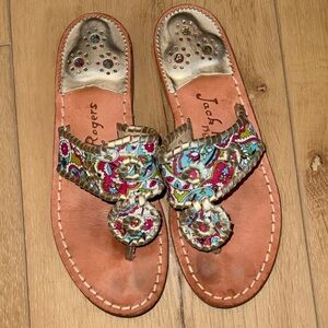 Jack Rogers Women's Paisley Gold and Pink Sandals